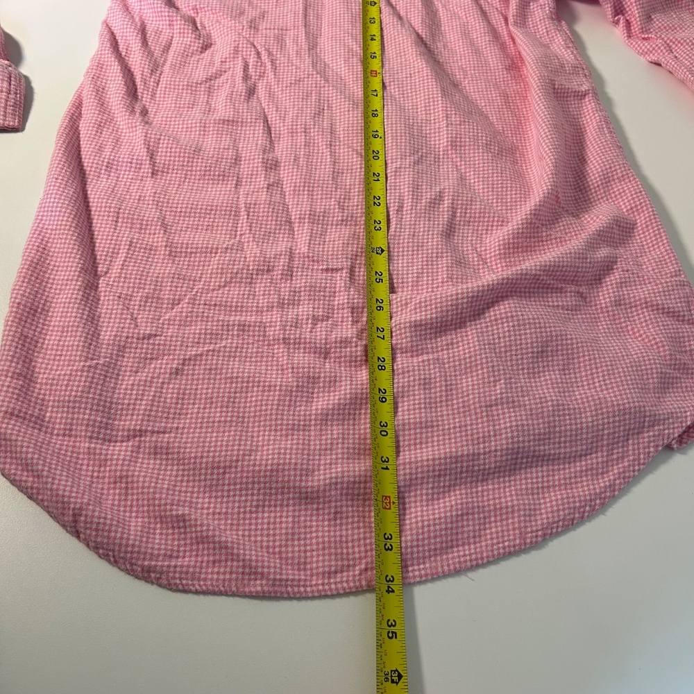vintage lauren ralph lauren flannel pink white gingham check button up pajamas L - Picture 6 of 8